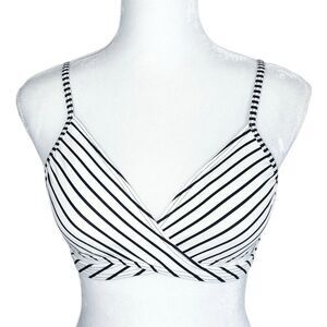 Vince Camuto White Black Stripe Wrap Bikini Top Size Small